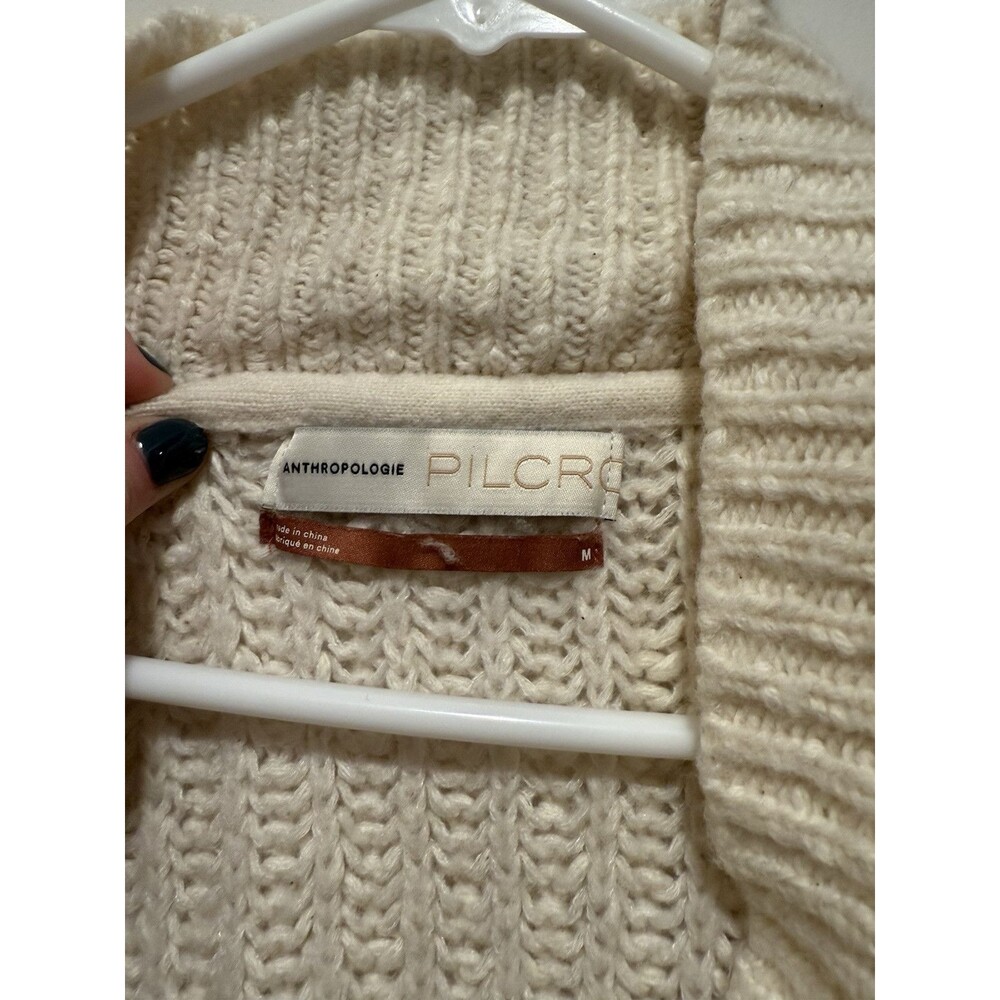 Anthropologie Pilcro Joyce Chunky Cable Knit Pullover Sweater M V Neck - Picture 3 of 5